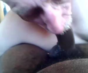 Opa slobbert aan een neger lul